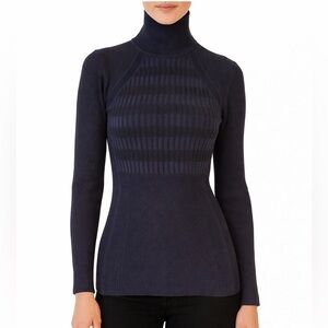 Karen Millen Blue Stripe 3/4 Sleeve Sweater Size 2